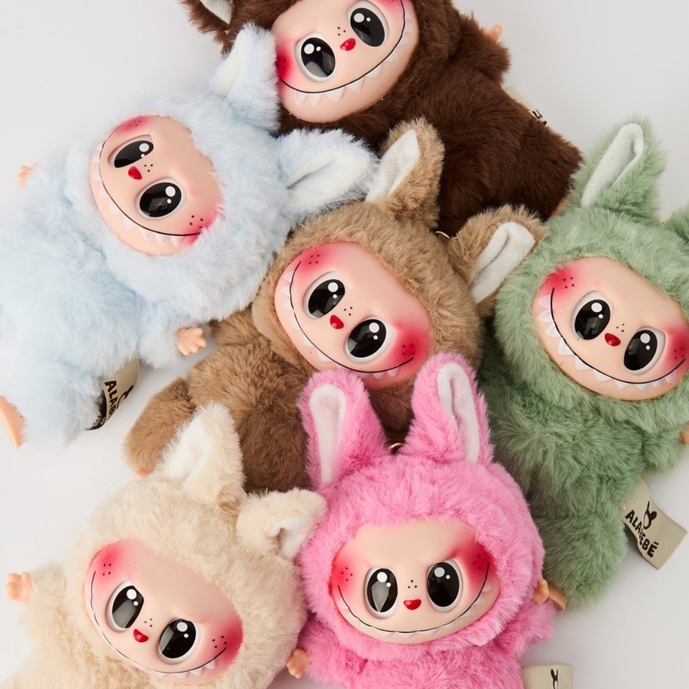 Labubu Inspired Faux Fur Keychain Set – Multiple Colours